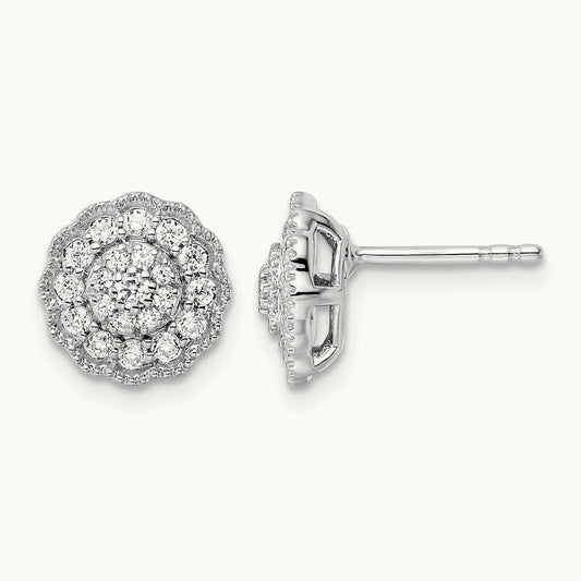 Halo Post Earrings, 0.50 ct tw Lab-Grown Diamond