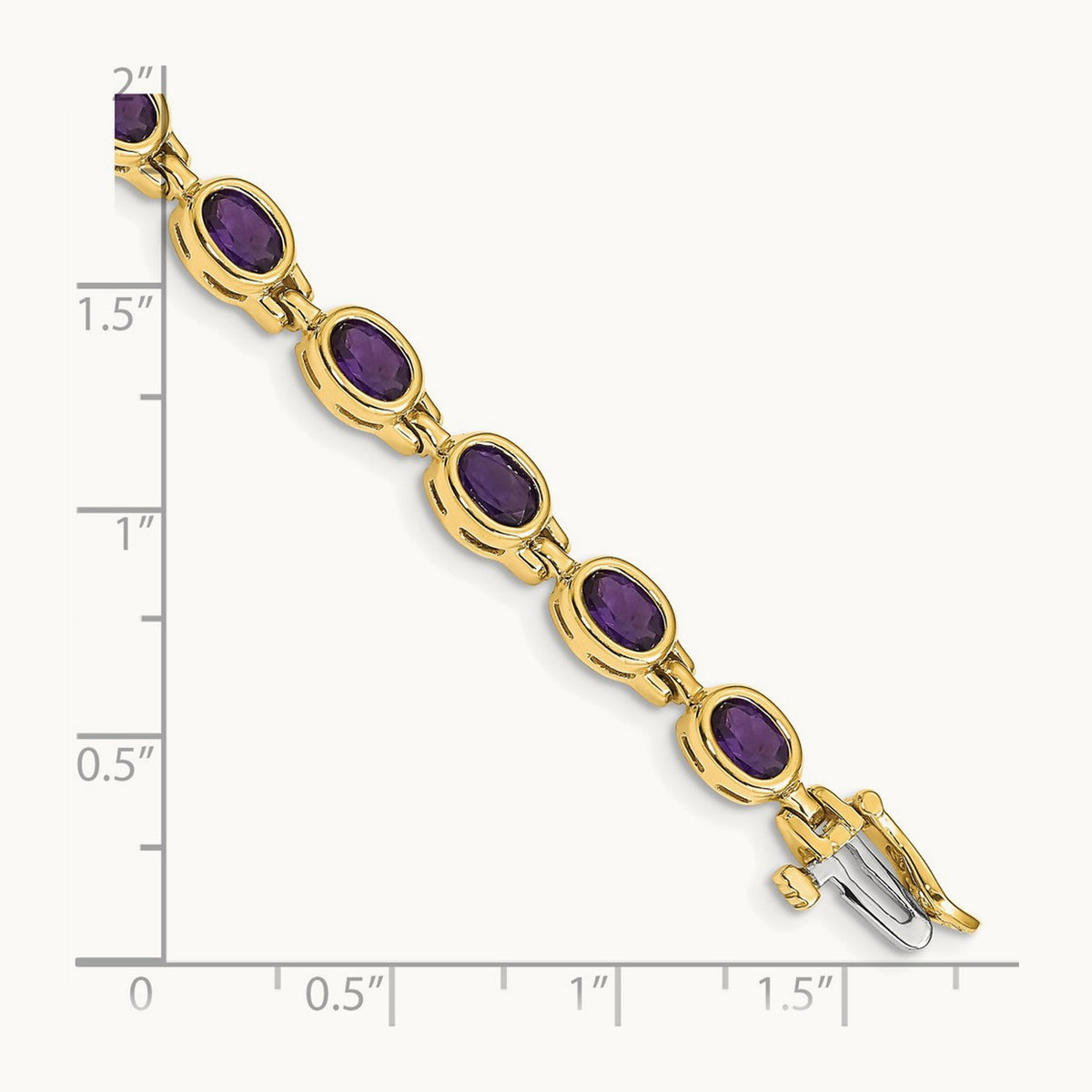 Oval Gemstone Amethyst Bracelet, 14K
