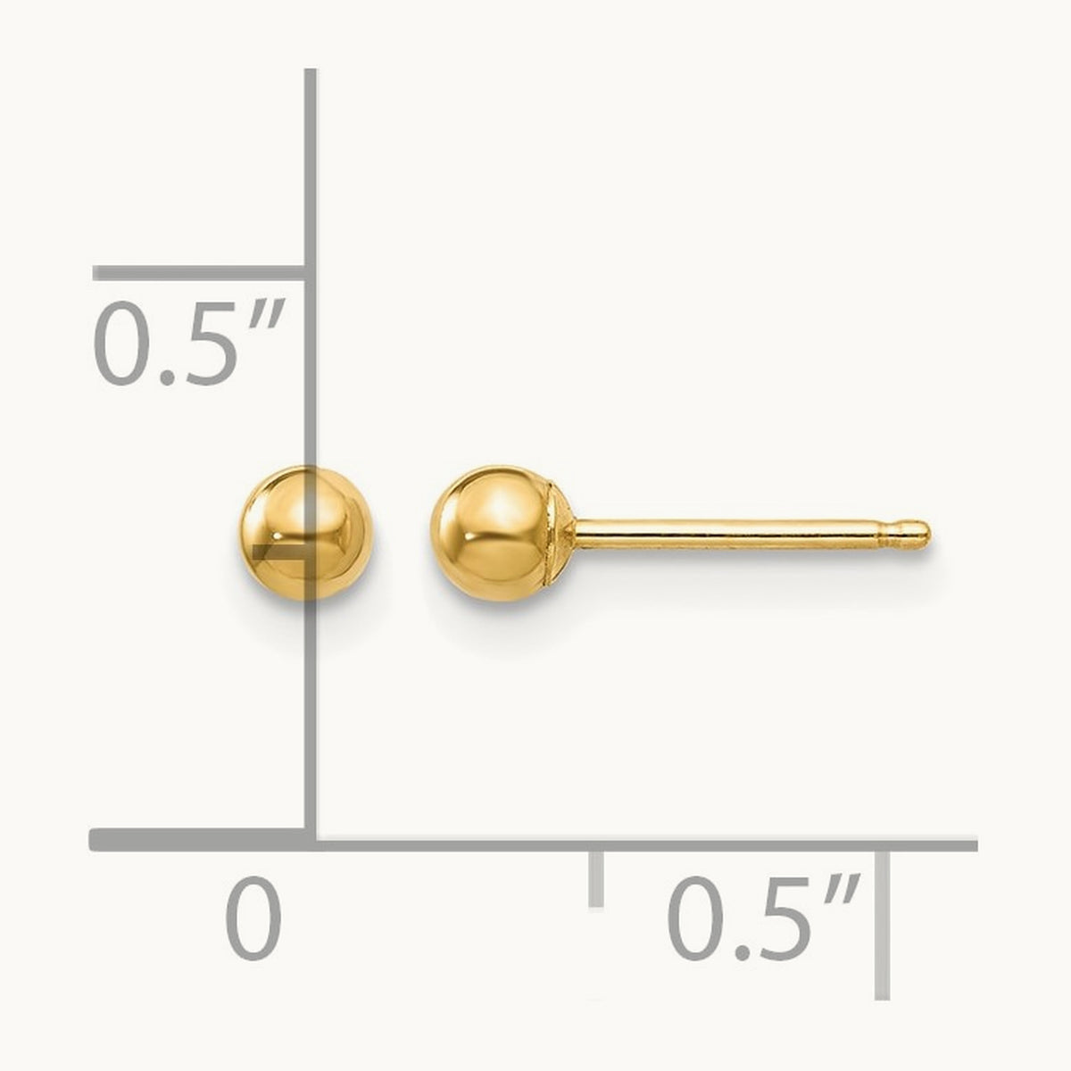 Polished Ball Post Earrings — 14K Yellow Gold, 3mm
