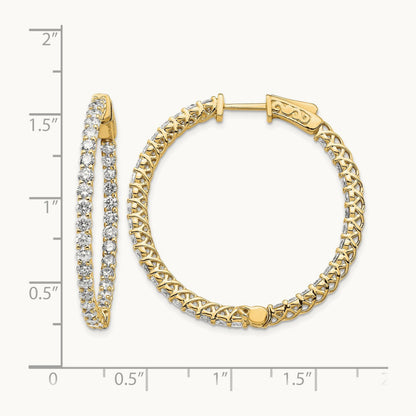 Diamond Round Hoop w/Safety Clasp Earrings, 14K