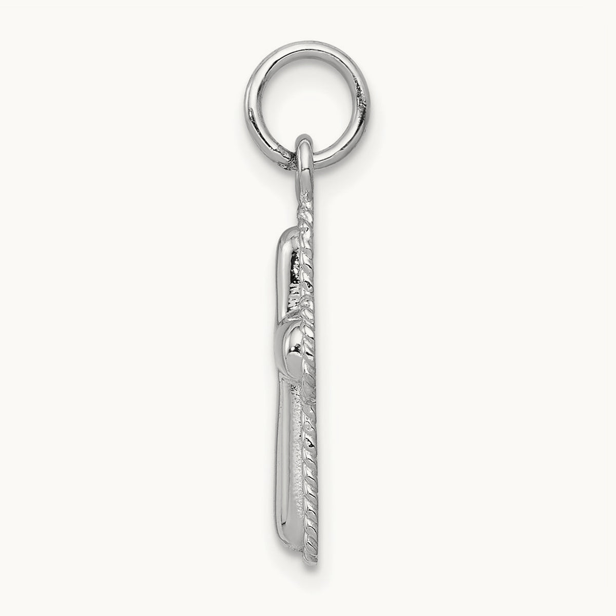 Polished Cross Charm, 14K White Gold