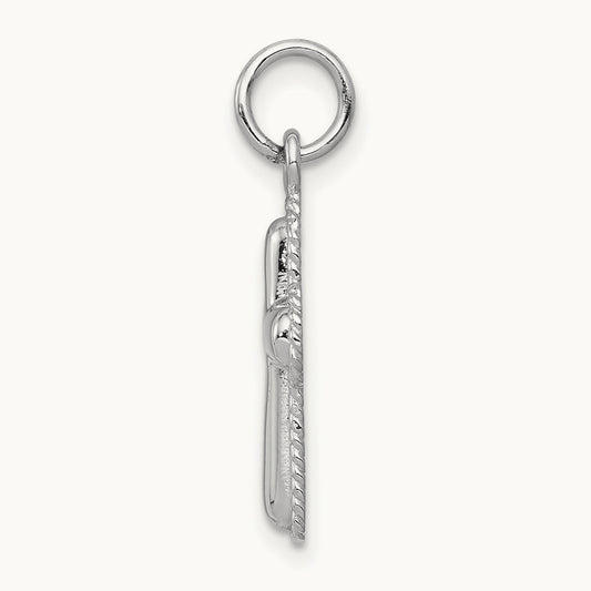 Polished Cross Charm, 14K White Gold