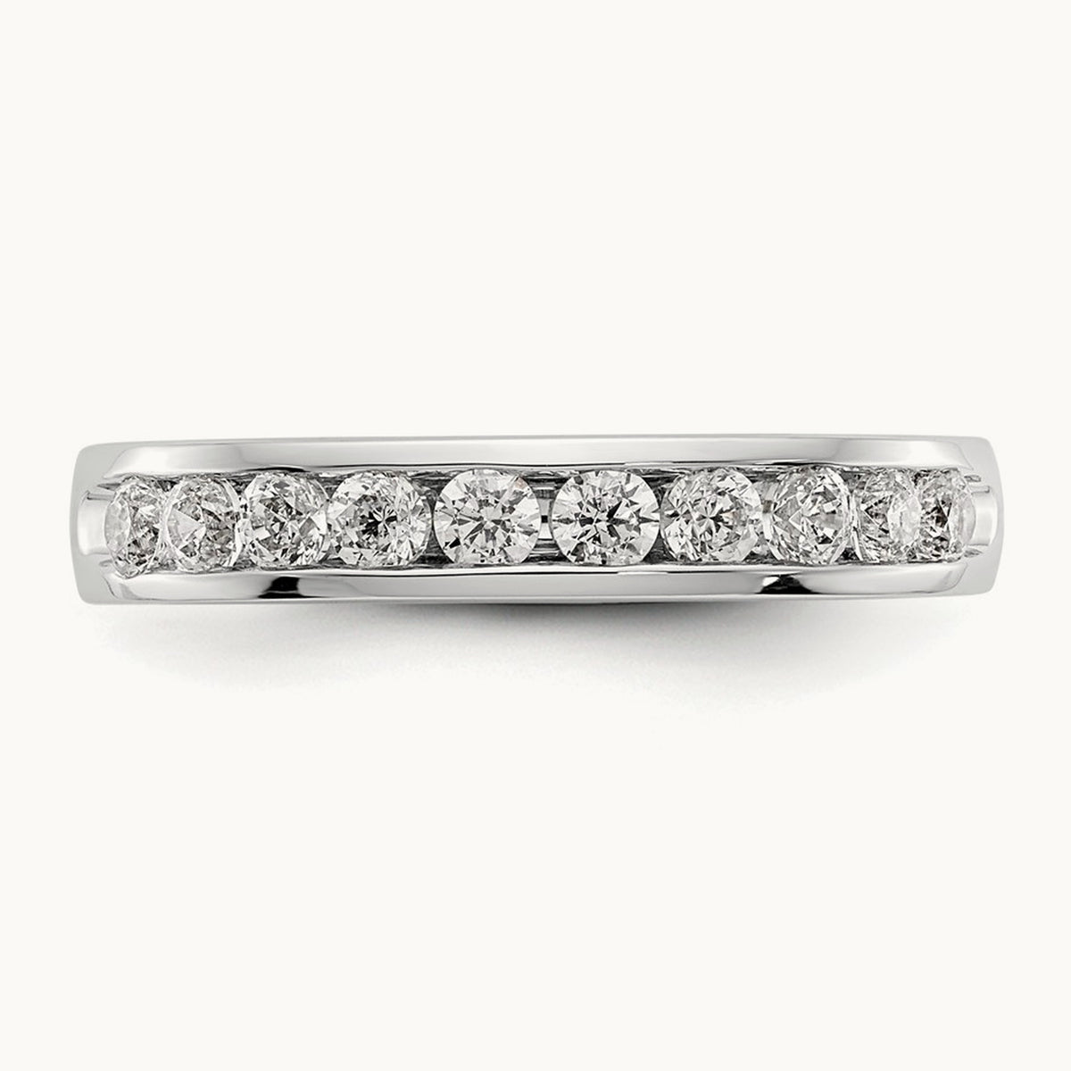 10-Stone Diamond Channel Band, 14K White Gold