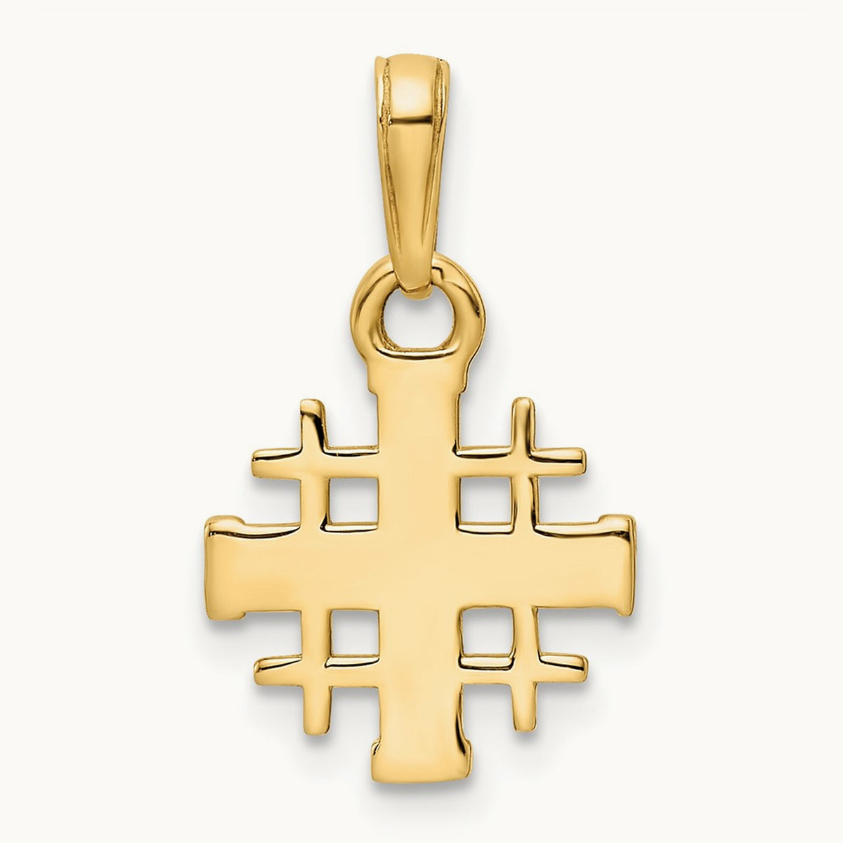 w/Rhodium D/C Jerusalem Cross Pendant, 14K