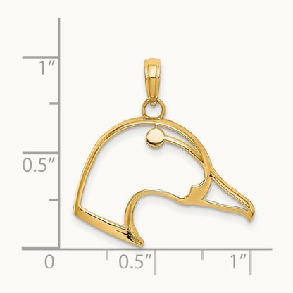Cut-Out Duck Head Charm, 14K