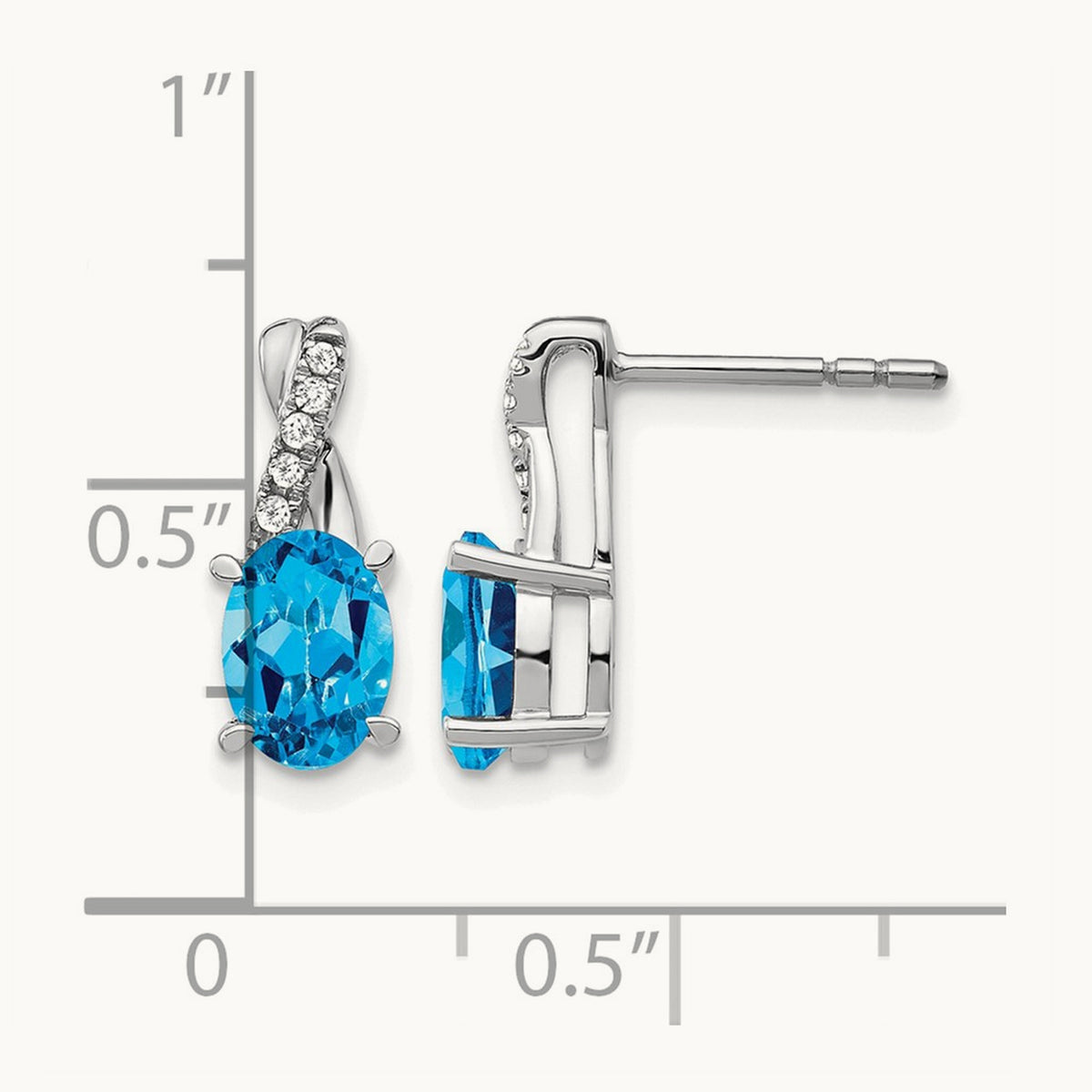 Blue Topaz and Diamond Earrings — 14K White Gold