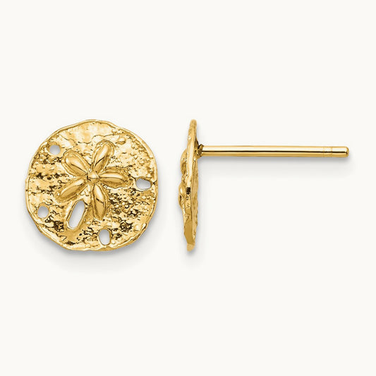 Sand Dollar Post Earrings — 14K Yellow Gold