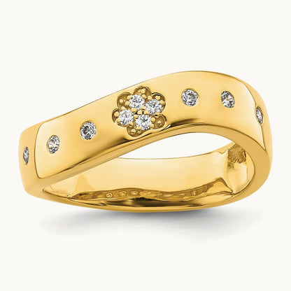 Paw Womens Wavy Wedding Band, 0.10 ct tw