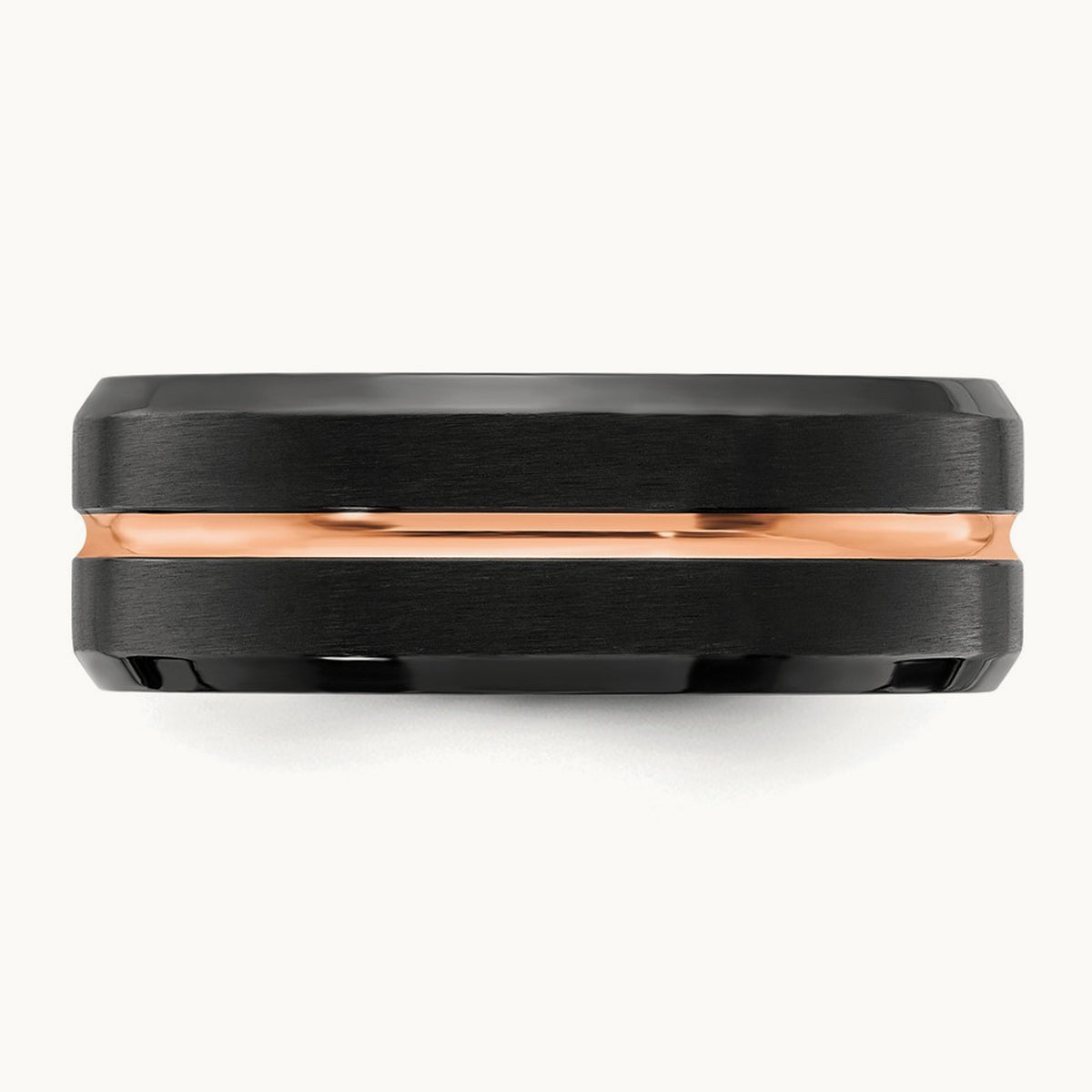 Brushed & Polished Black/Rose IP-plated Band, 8mm, Stainless Steel