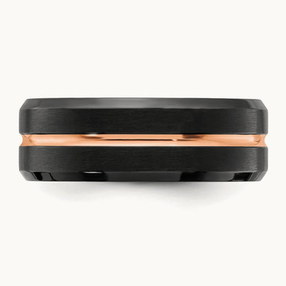 Brushed & Polished Black/Rose IP-plated Band, 8mm, Stainless Steel