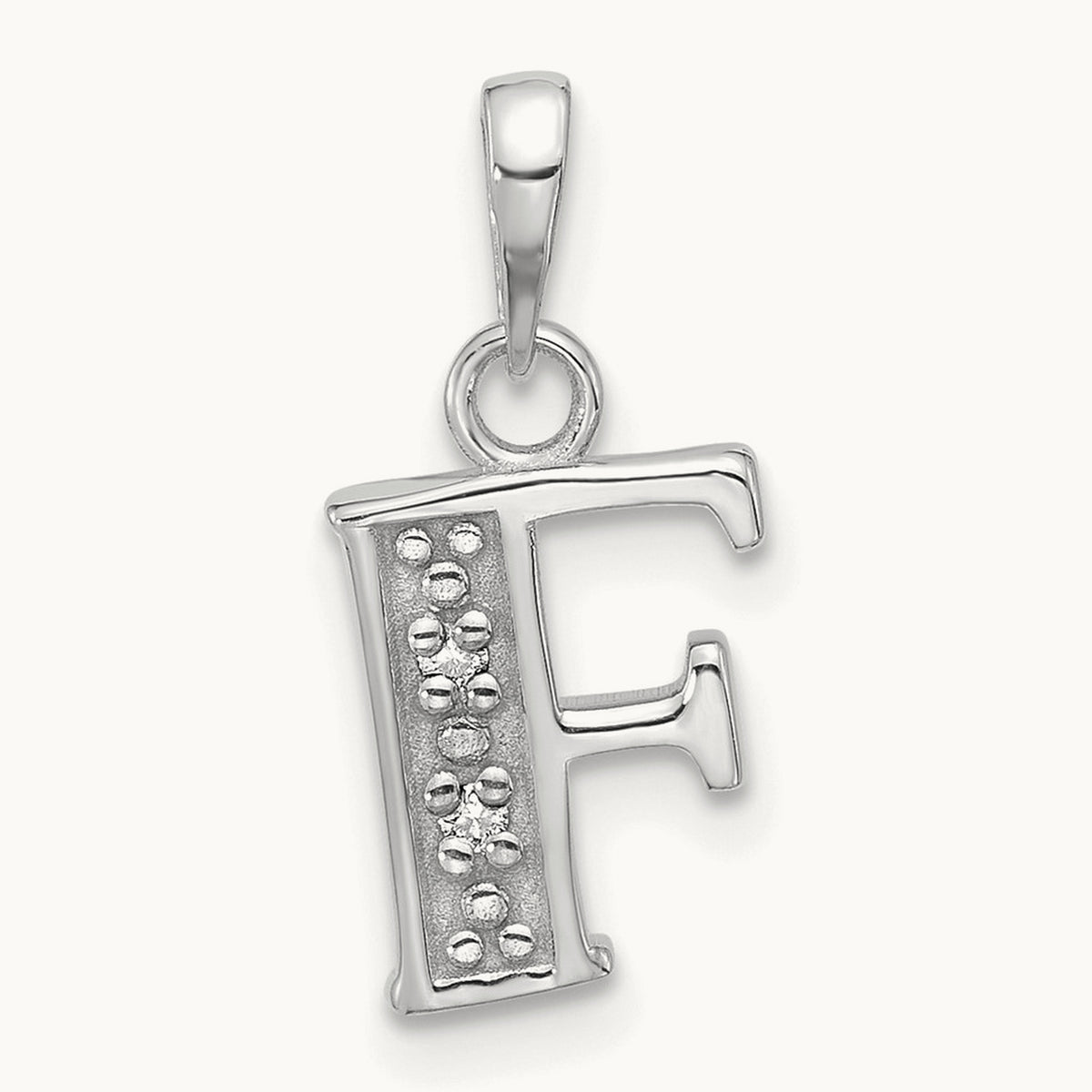 Diamond Letter F Initial Pendant, 14K White Gold