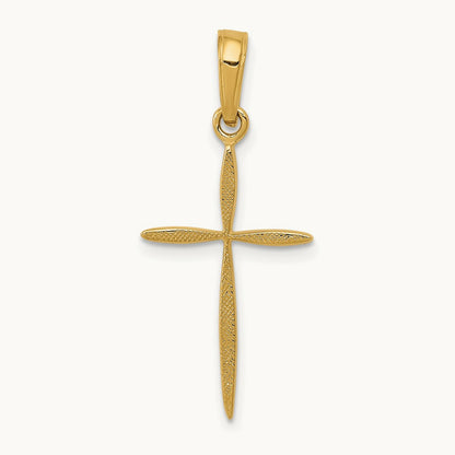 Polished Cross With Tapered Ends Pendant, 14K
