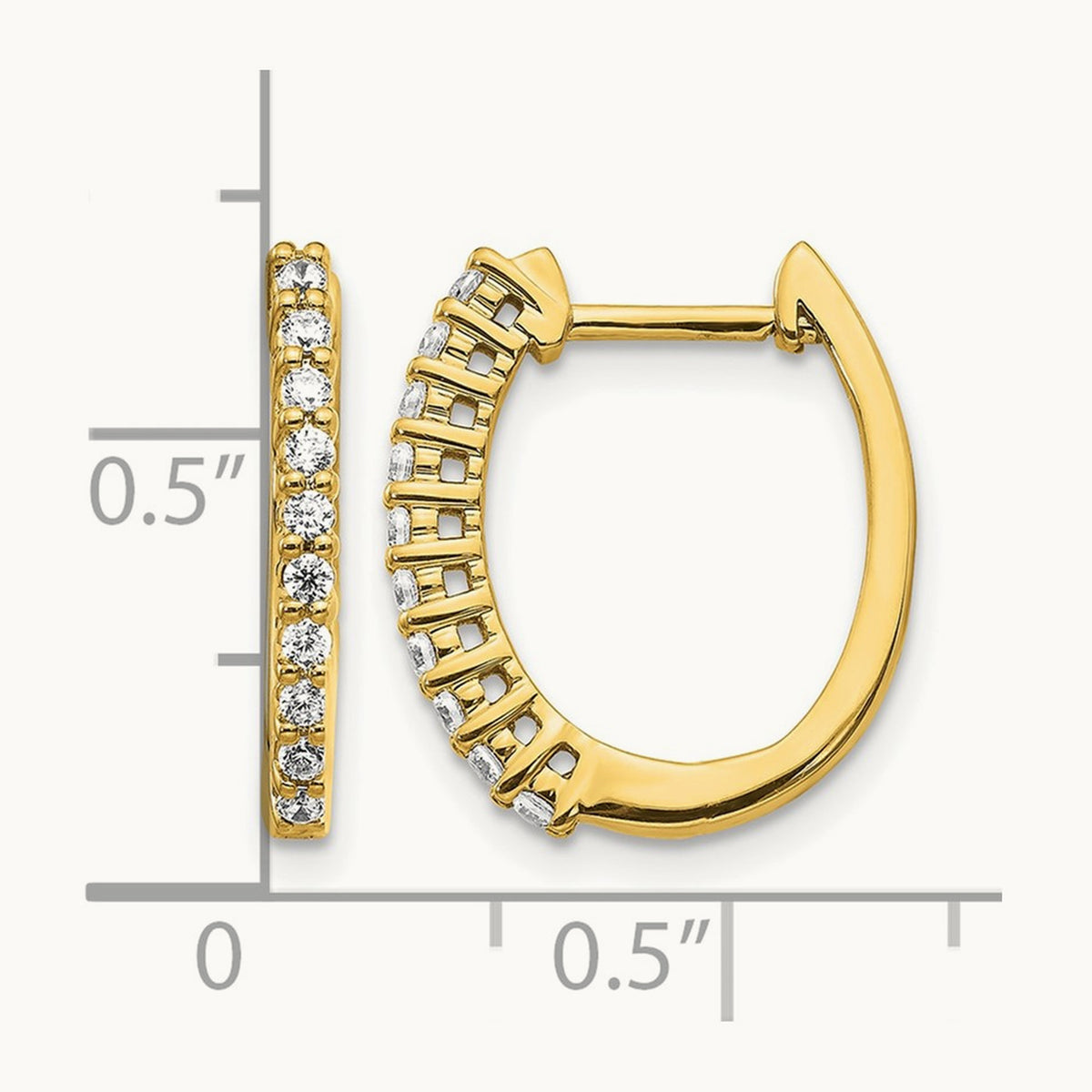 Diamond Hinged Hoop Earrings — 14K Yellow Gold, 16mm, 0.3 ct