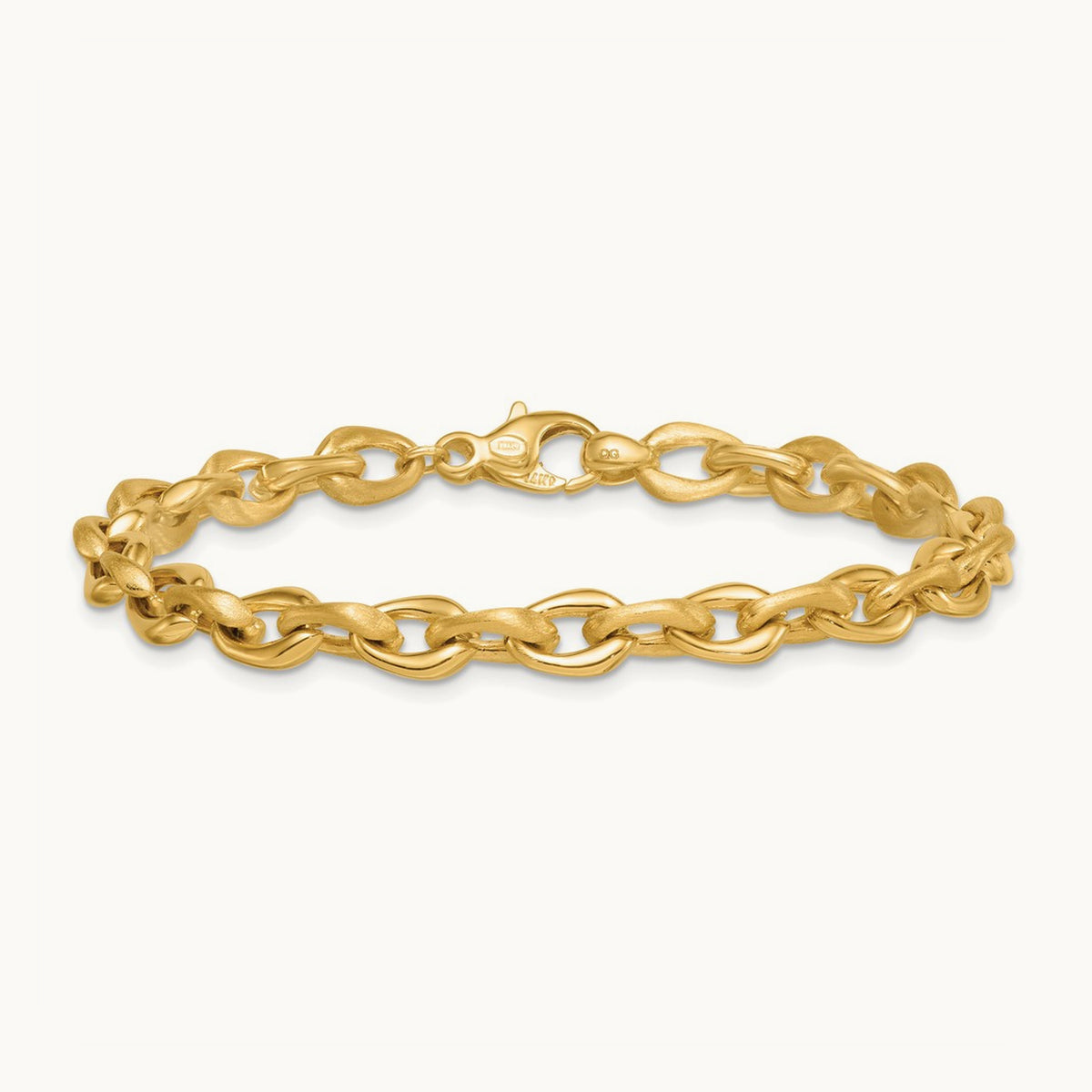 Polished And Brushed Chain Bracelet, 6.75mm, 14K