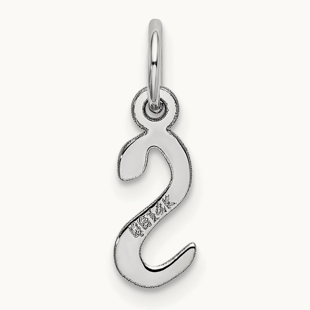Small Slanted Block Initial Charm — 14K White Gold, S