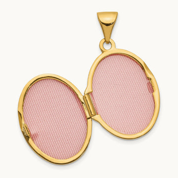 w/ White Rhodium Guardian Angel Oval Locket, 17mm, 14K Yellow Gold