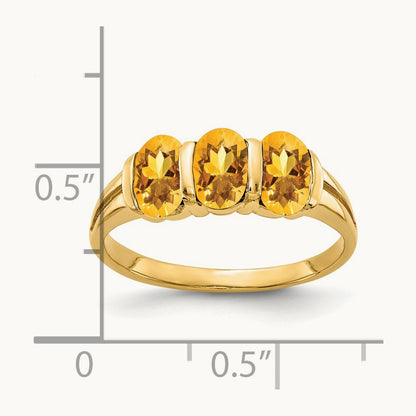 6x4mm Oval Citrine ring, 14K