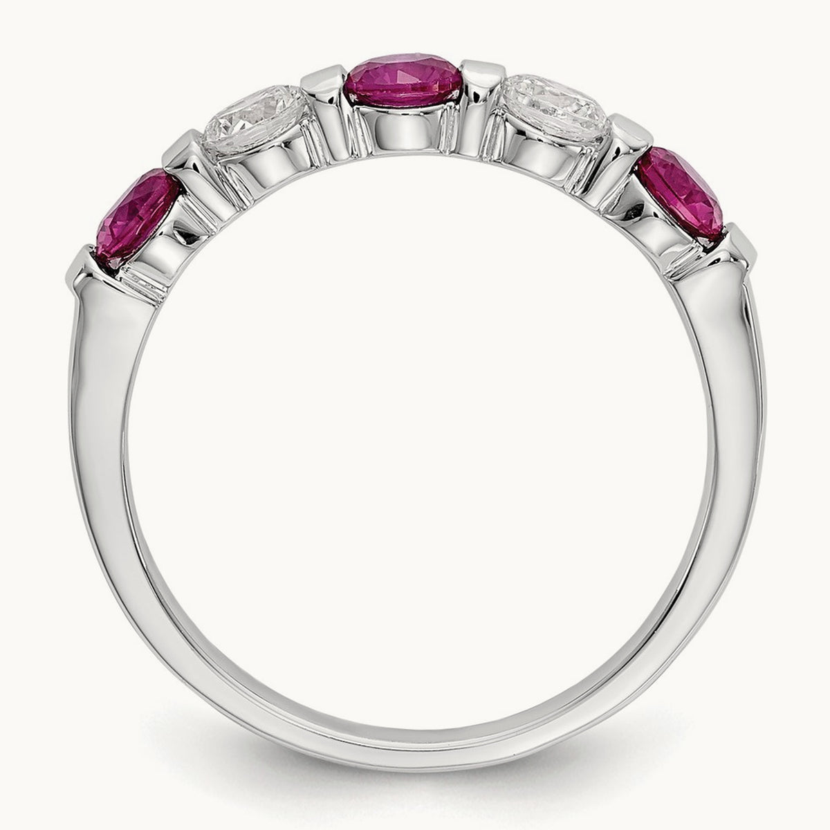 Diamond w/Ruby Band, 14K White Gold