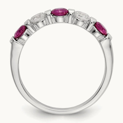 Diamond w/Ruby Band, 14K White Gold