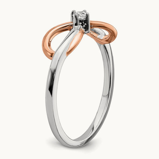 & Rose Polished Infinity Diamond Ring, 14K Two-tone White