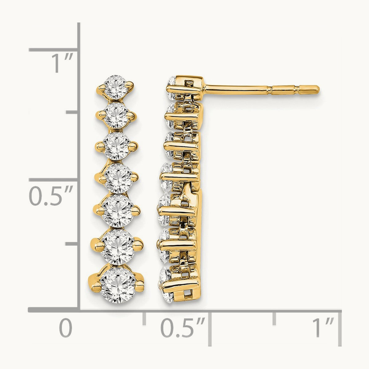 Graduating Drop Post Earrings, 1.50 ct tw Lab-Grown Diamond — 14K Yellow Gold