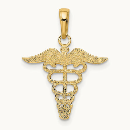 Caduceus Charm — 14K Yellow Gold