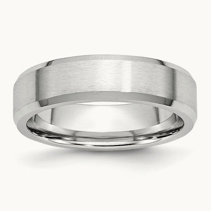 Cobalt Satin and Polished Beveled Edge Band — 6mm