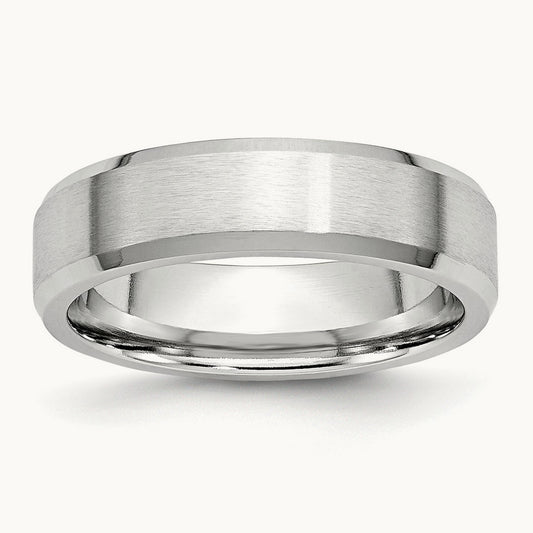 Cobalt Satin and Polished Beveled Edge Band — 6mm