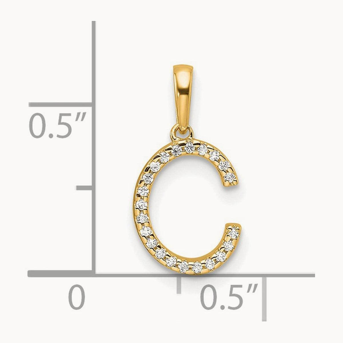 Diamond Letter C Initial Pendant, 14K