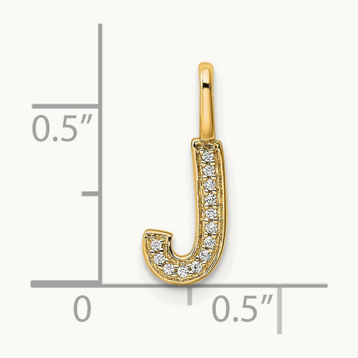 Diamond Letter J Initial Pendant, 14K Gold