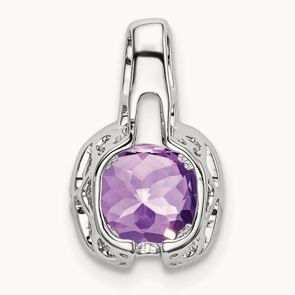 Cushion Amethyst and Diamond Pendant — photo set