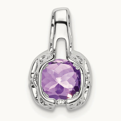 Cushion Amethyst and Diamond Pendant — photo set