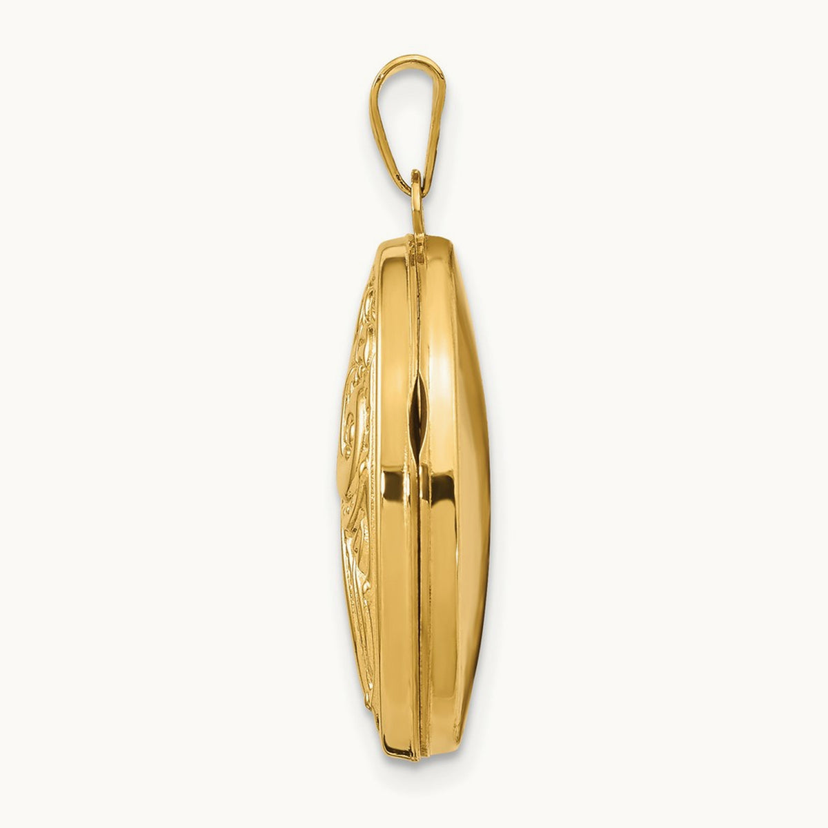 Domed Scroll Design Oval Locket, 14K