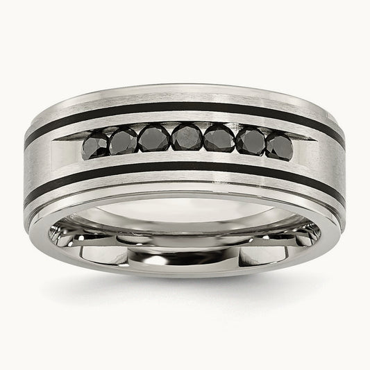 Brushed/Polished Black IP Black Diamond Band — photo set