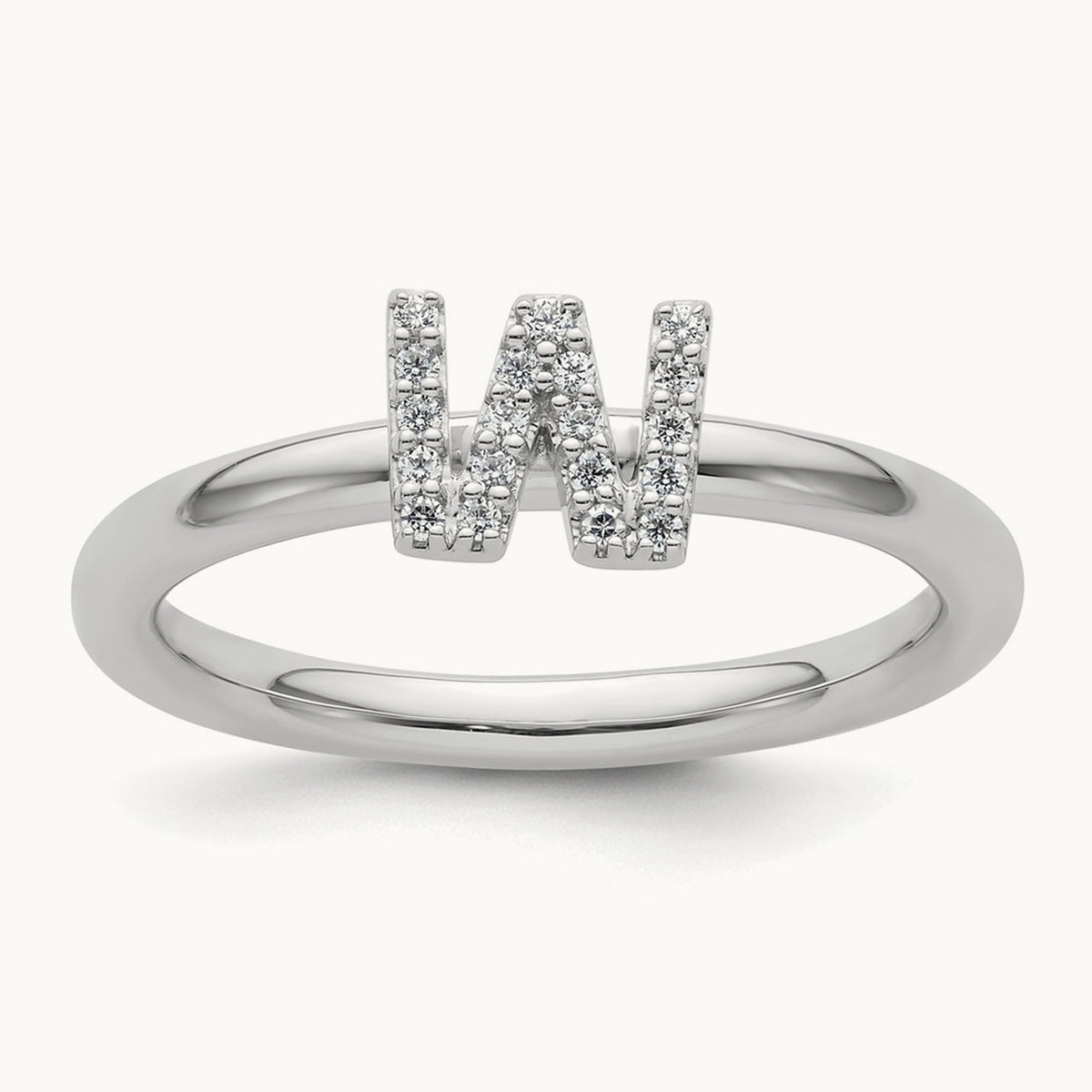 Stackable Diamond Ring — 14K White Gold, W