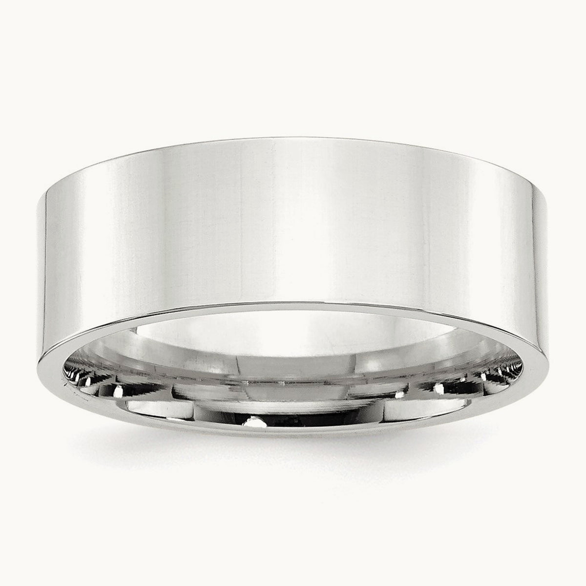 Standard Flat Comfort Fit Band, 8mm, 10K White Gold