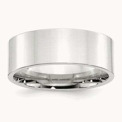 Standard Flat Comfort Fit Band, 8mm, 10K White Gold