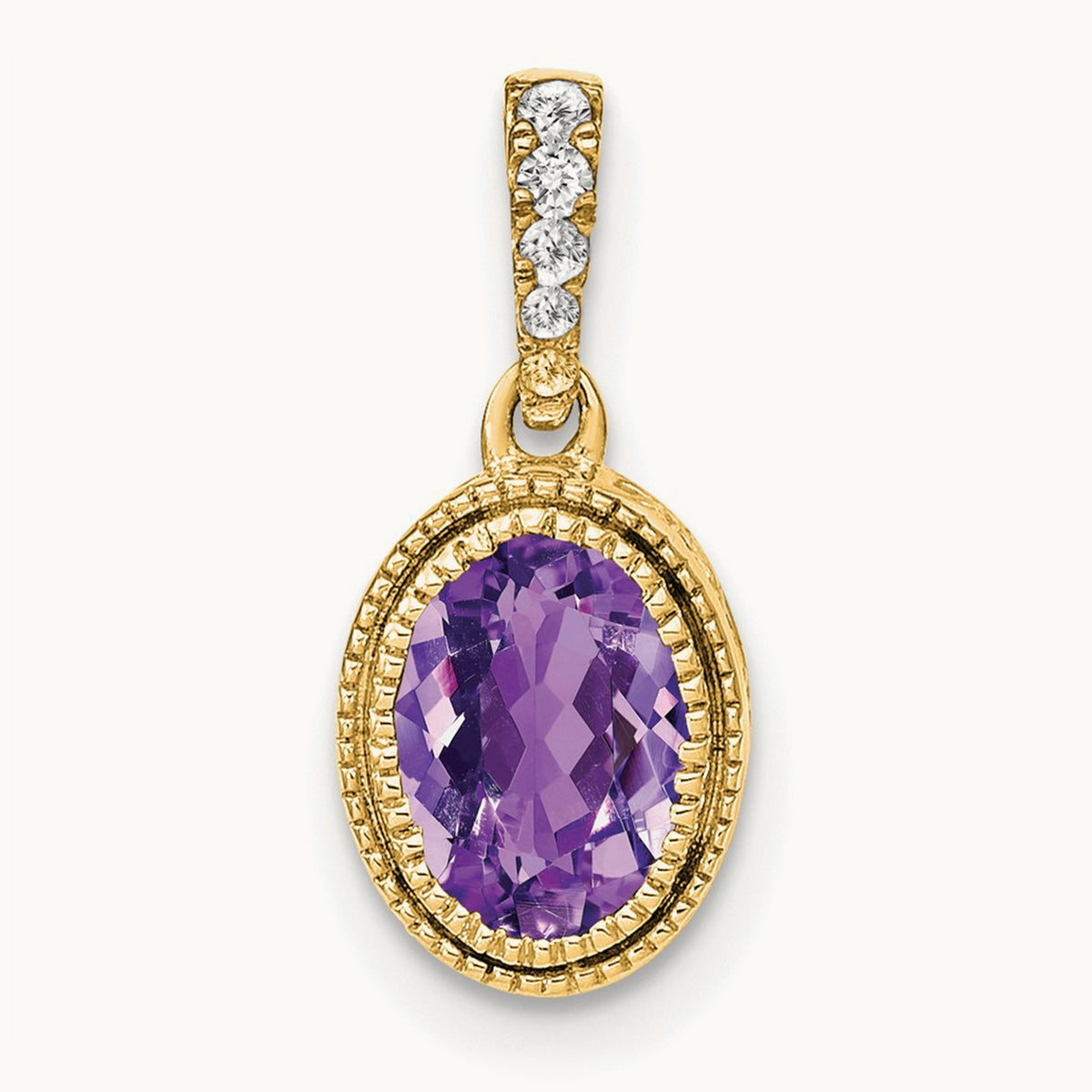 Oval Amethyst and Diamond Pendant — photo set