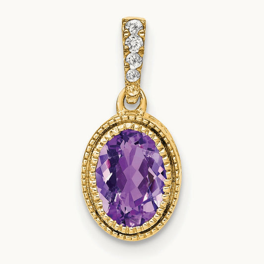 Oval Amethyst and Diamond Pendant — photo set