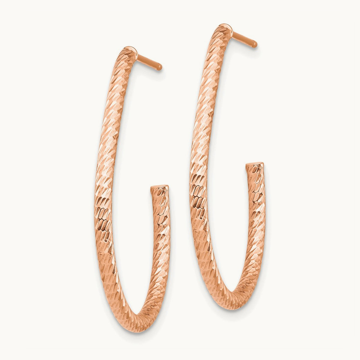 Polished Diamond-cut Post Dangle Earrings — 14K Rose Gold
