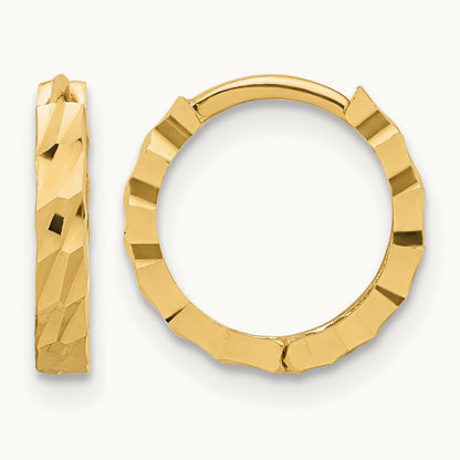 Polished and Diamond-cut Huggie Hoop Earrings, 14K — Leslie's