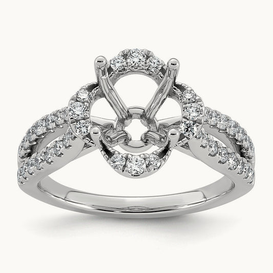 Round Center Semi-Mount Engagement Ring, 0.50 ct tw Lab-Grown Diamond