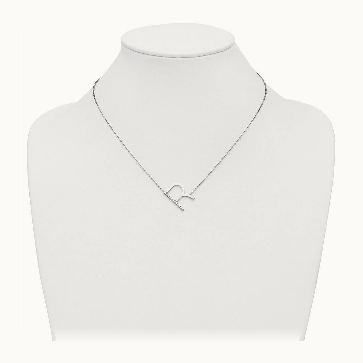 Sideways Diamond Necklace — 14K White Gold, R