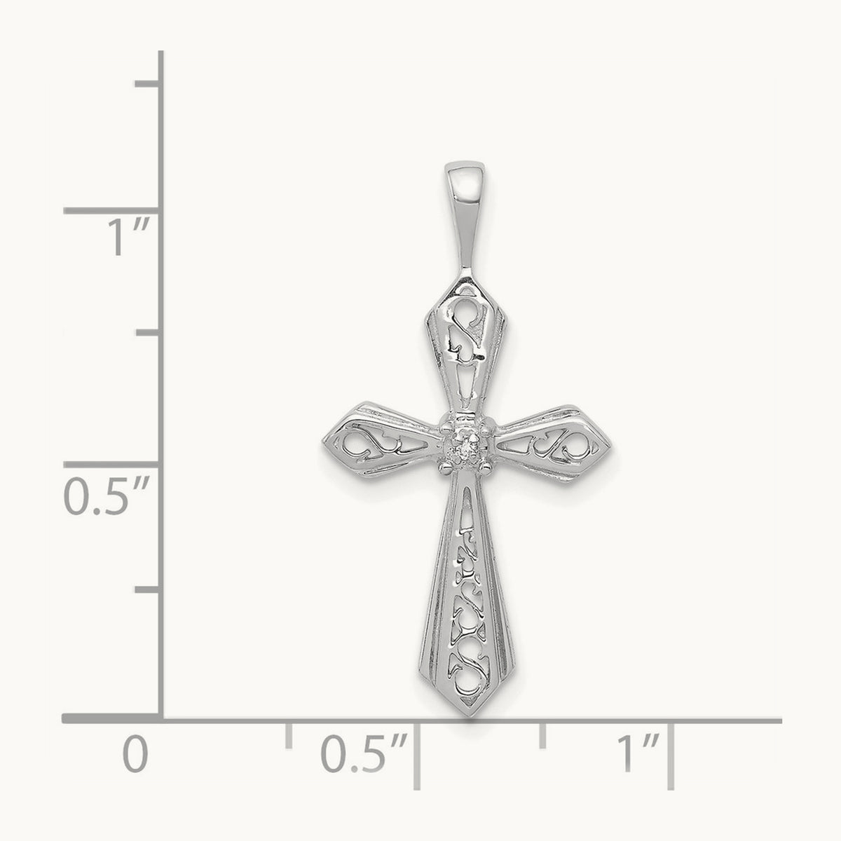 AA Diamond Passion Cross Pendant, 14K White Gold
