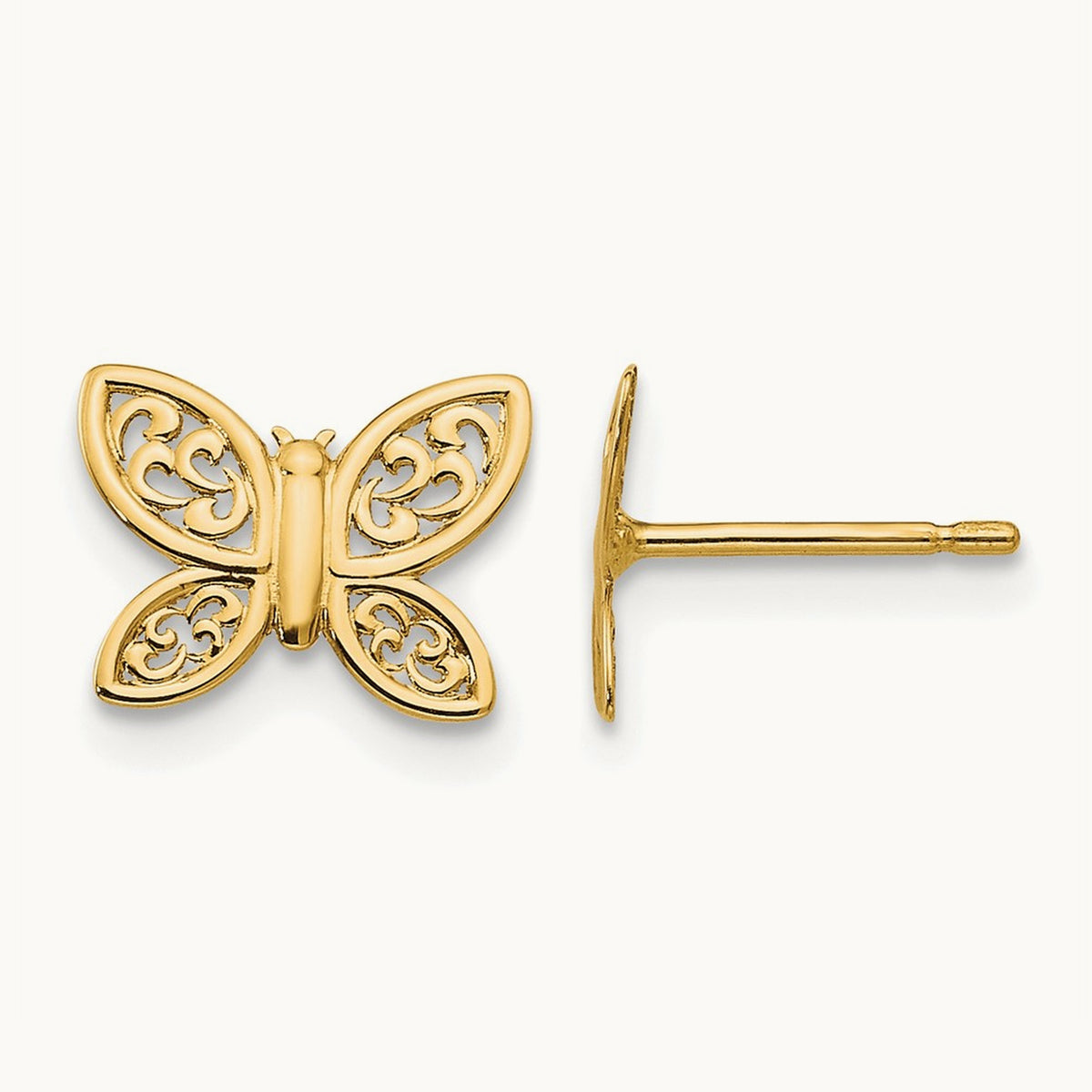 Polished Butterfly Post Earrings — 7.45mm