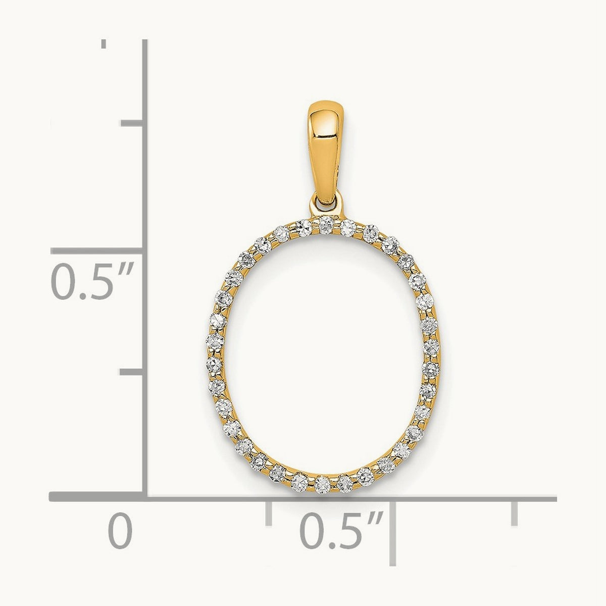Diamond Letter O Initial Pendant, 14K
