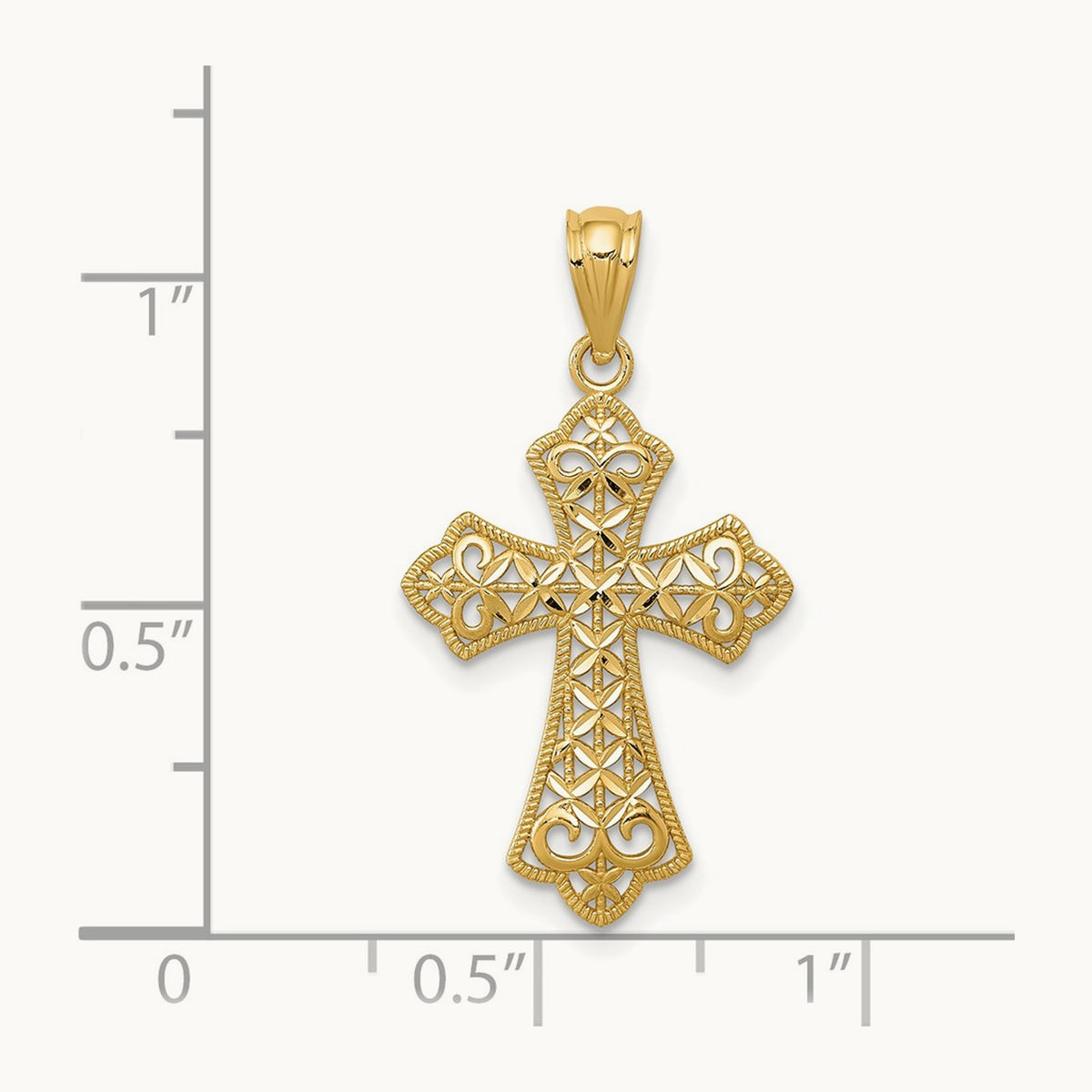 Polished Filigree Cross Pendant — 26.19mm