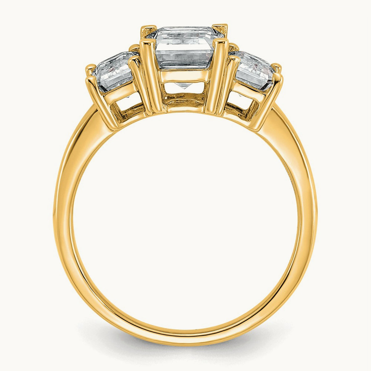 Emerald 3 Stone Engagement Ring, 1.50-4.25 ct tw Lab-Grown Diamond — 1 1/2 ct, 14K Yellow Gold