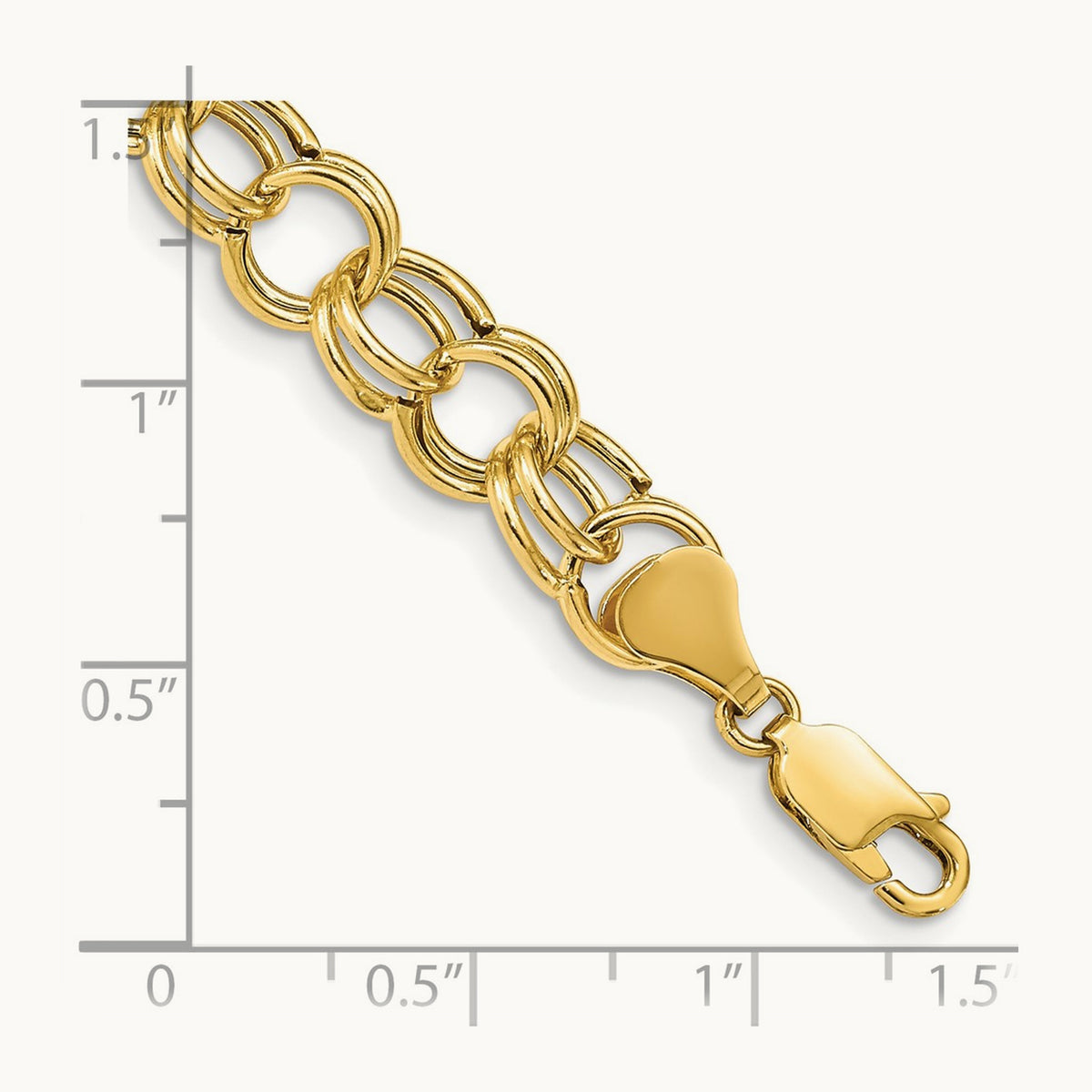 Hollow Double Link Charm Bracelet, 14K