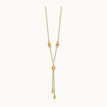 Bead Lariat with 2in ext Necklace, 14K Yellow Gold